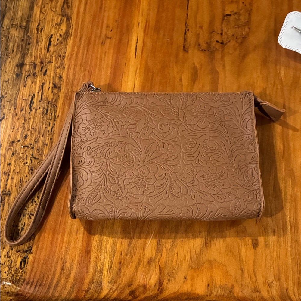 Elegant Brown Embossed Clutch